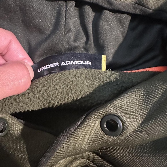 Small Petite SP Green Under Armour hoodie with orange accents - Picture 6 of 8